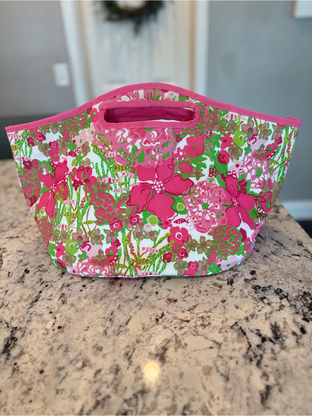 Lilly Pulitzer Insulated Beverage Cooler Tote Pink Green Floral w/ Bottle Opener